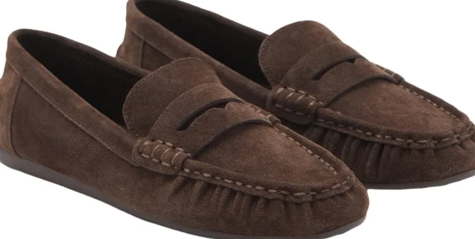 Outlet Suede penny loafers Dame Snøresko