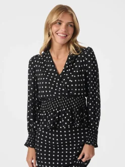 Tamona Crepe Dot Blouse-Neo Noir Outlet