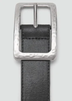 Dame MANGO Bælter>Textured square buckle belt