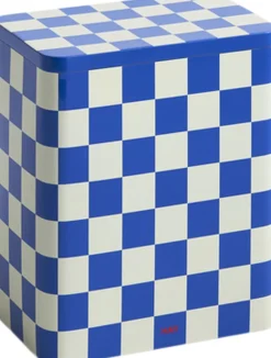 Hay Opbevaring>Tin Container-Large-Blue and off-wh