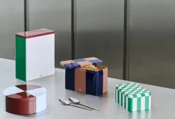 Tin Container-X-Large-Off-White, burgundy and green-Hay Online