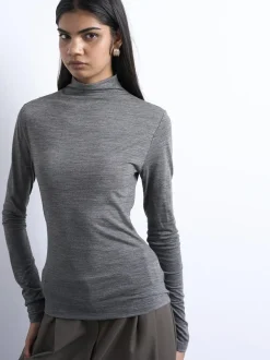 Outlet TSMILLA LS FUNNEL NECK TOP - WOOL Dame T-Shirts & Toppe