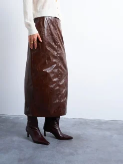 TSWENDY PU MIDI SKIRT-Topshop Clearance