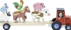 Børn VILAC Legetøjsbiler & Transportmidler>- Traktor med anhænger og stabledyr