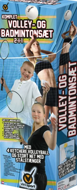 Hot VOLLEY-4xBADMINTON KOMPLT Børn Udendørs Leg