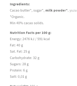 White Yuzu 40 %, Equador-Friis-Holm Hot