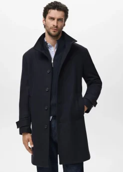 Wool funnel neck coat-MANGO Sale