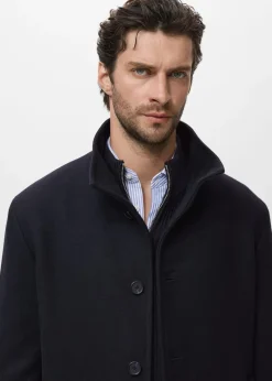 Wool funnel neck coat-MANGO Sale