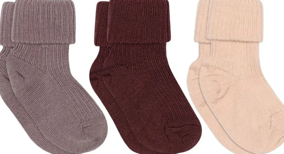 Outlet Wool rib baby socks - 3-pack Børn Strømper & Strømpebukser