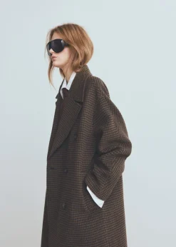 Outlet Wool-blend micro-houndstooth coat Dame Jakker & Frakker