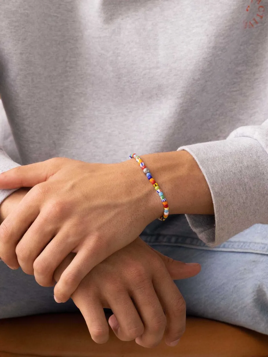 Nialaya Smykker>Wristband with Assorted Vintage Trifocal Beads and Silver