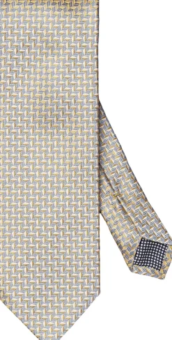 ETON Slips & Accessories>Yellow Geometric Woven Silk Tie