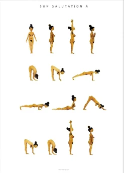 Poster & Frame Plakater & Rammer>Yoga Prints - Sun Salutation A Women Golden